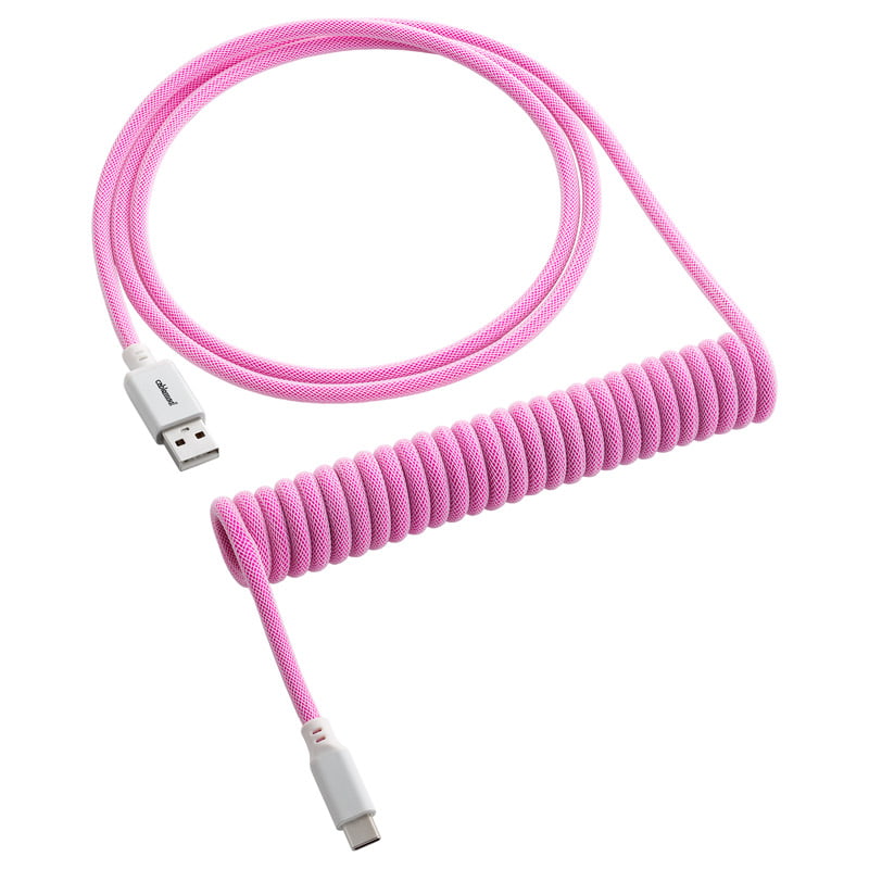 CableMod Classic Coiled Keyboard Kabel USB A Till USB Typ C, Strawberry Cream - 150cm