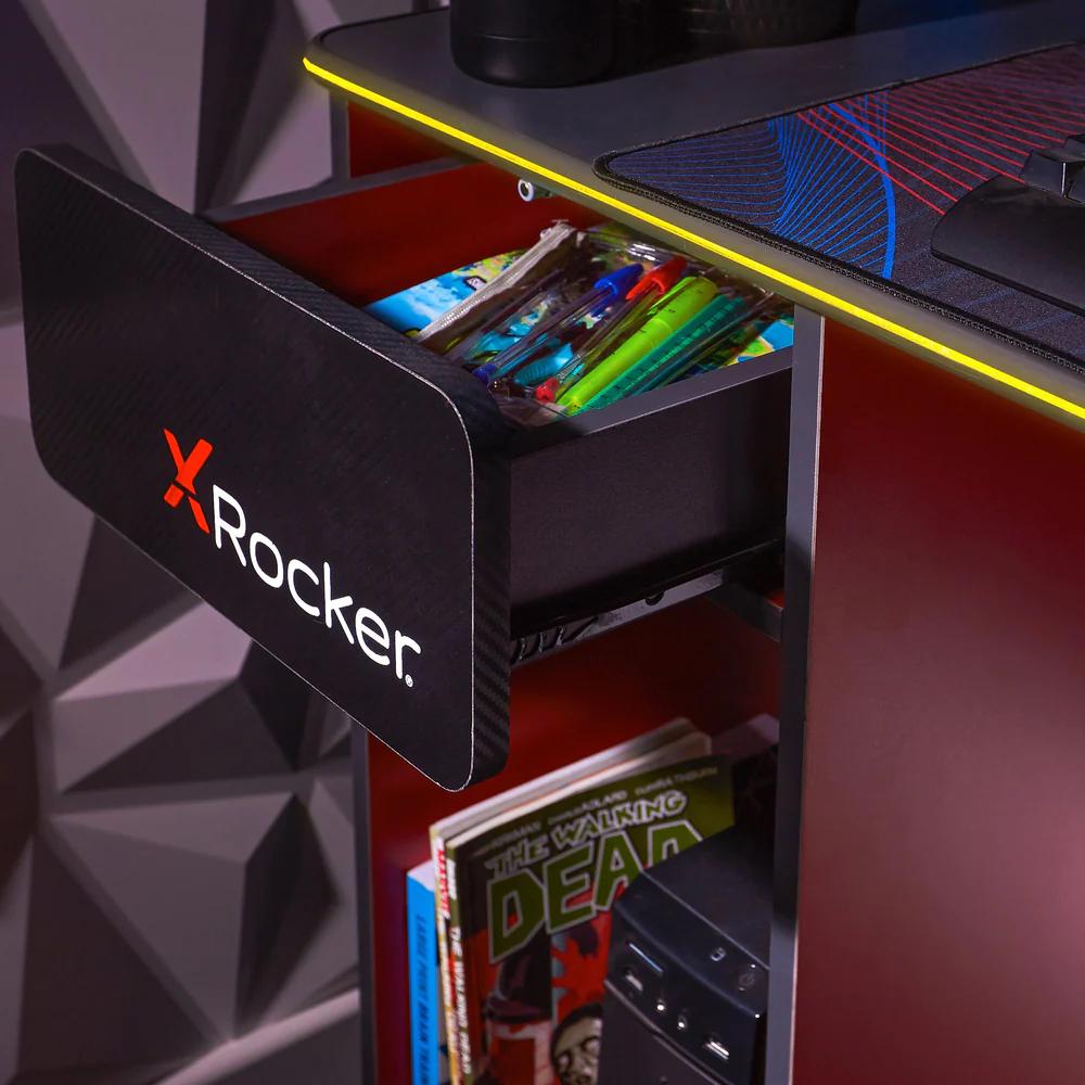 XROCKER CARBON-TEK DESK MED TRÅDLÖS LADDNING OCH NEO FIBER LED