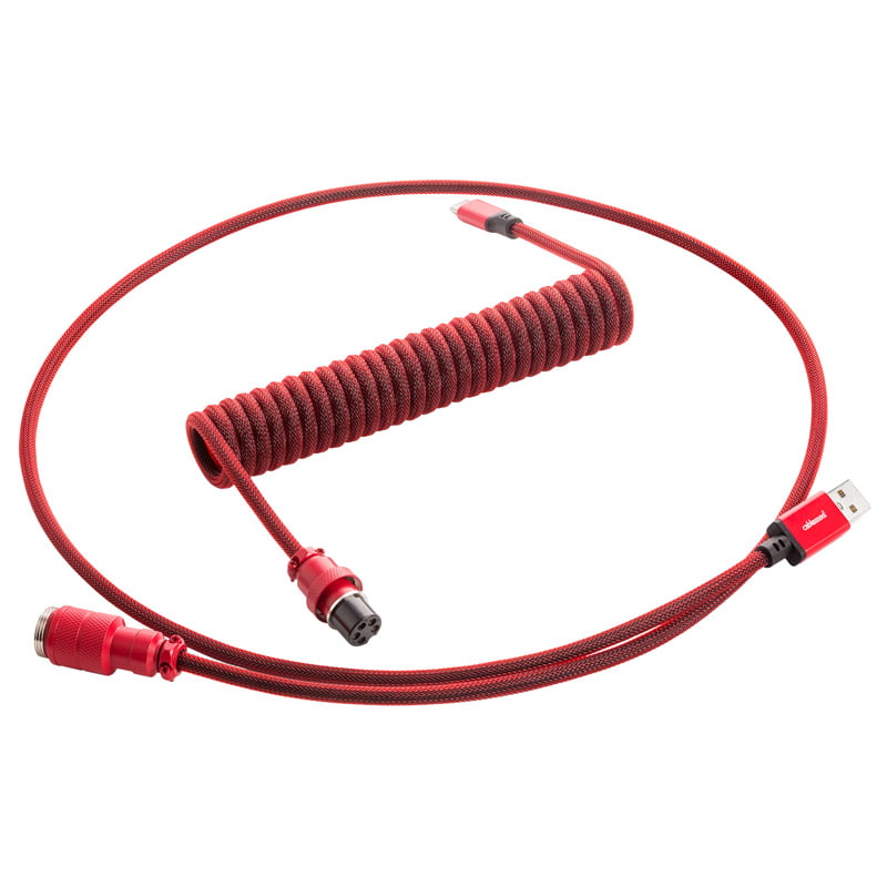 CableMod Pro Coiled Keyboard Kabel USB A Till USB Typ C, Republic Red - 150cm