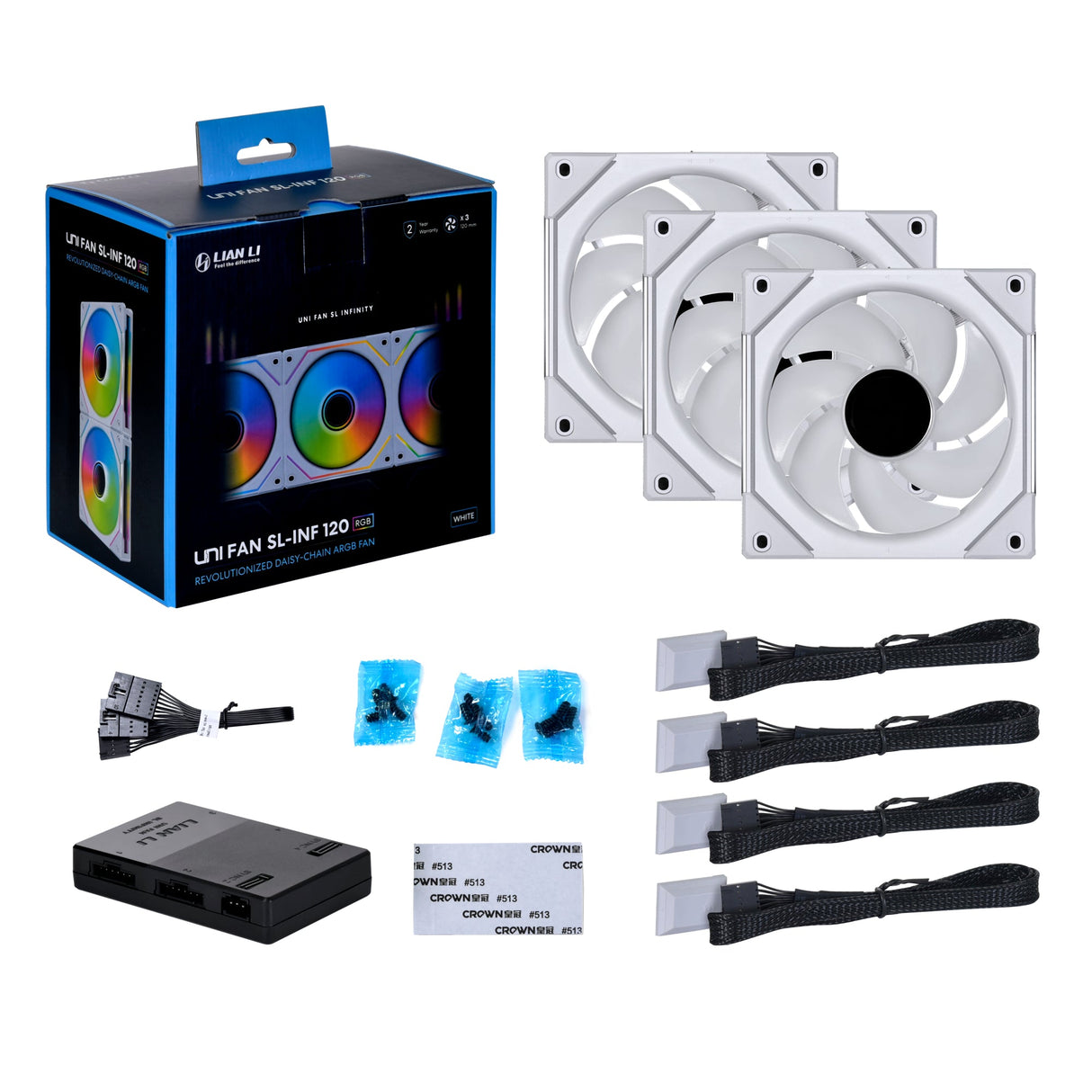 Lian li UNI FAN SL Infinity PWM Vit 3-pack - 120mm - Infinity RGB - Controller Ingår