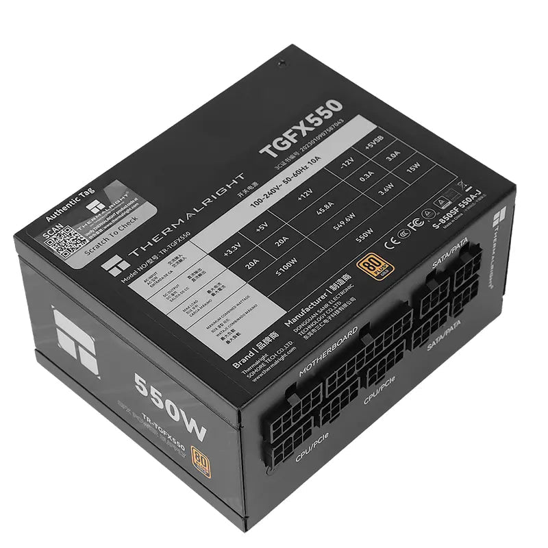 Thermalright TR-TGFX 550W, Black 80+ Gold Modulärt Nätaggregat. SFX