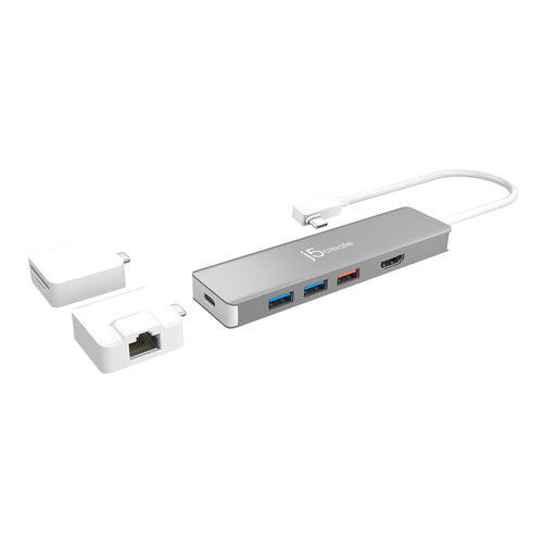 j5create JCD375 – modulær USB-C-dock – Overside med kabel