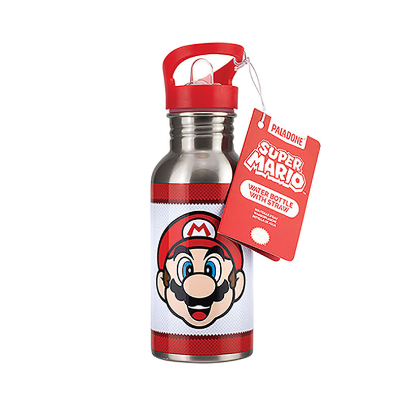 Super Mario Metall Vattenflaska Med Sugrör 500 Ml