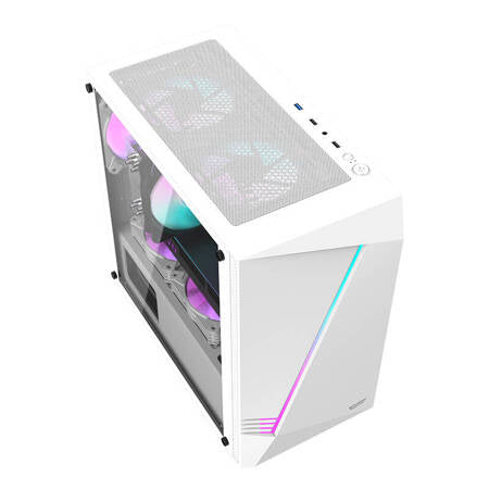 Datorfodral Aigo AL390 + RGB-fläkt (vit)