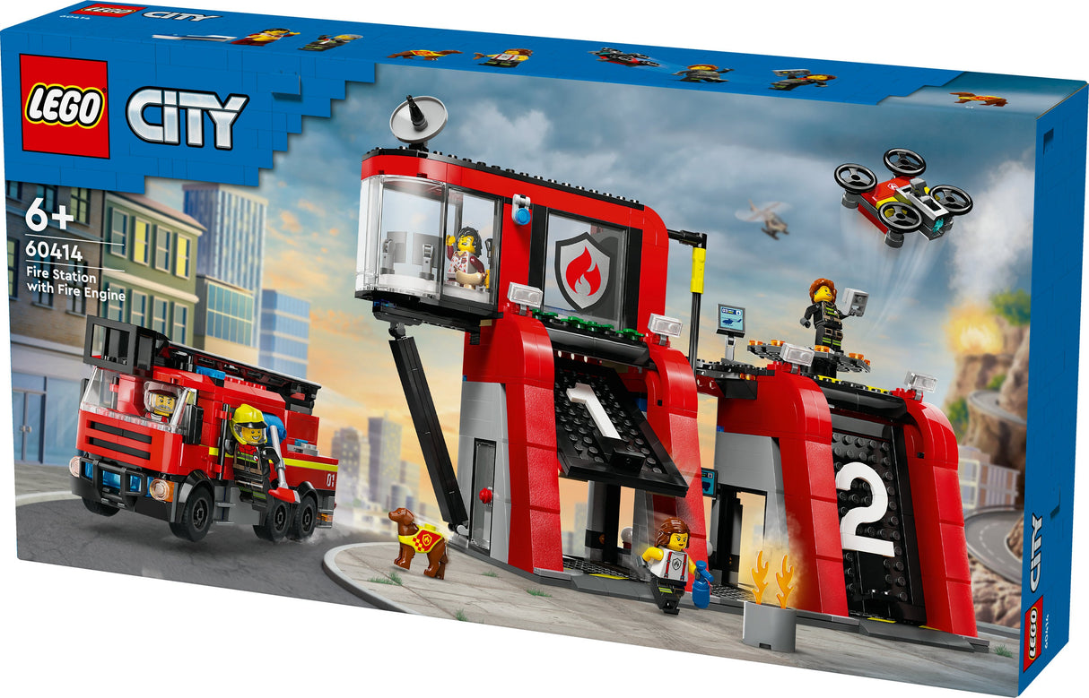 LEGO 60414 City Brandstation Med Skivspelare Stege Fordon, Byggleksaksväska