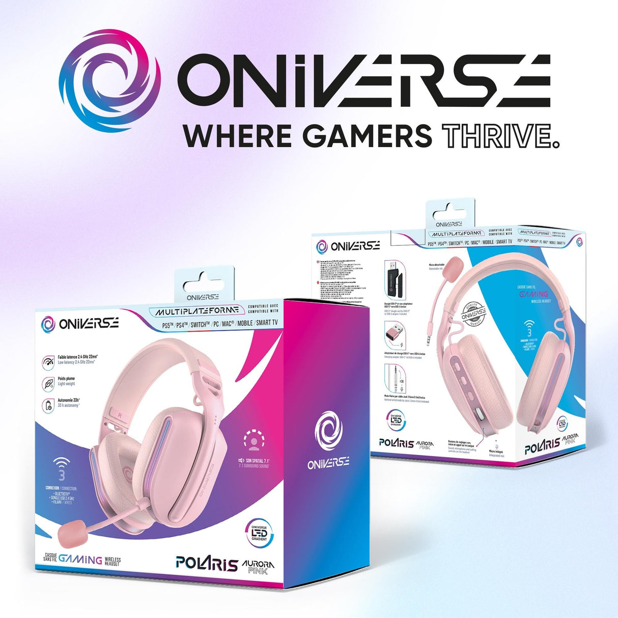 Oniverse Wireless Gaming Headset Polaris - Aurora Pink