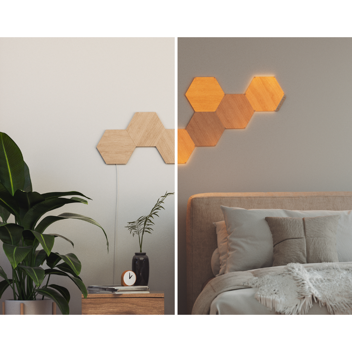 Nanoleaf - Elements - Wood Look Hexagons Starter Kit - 7 Paneler