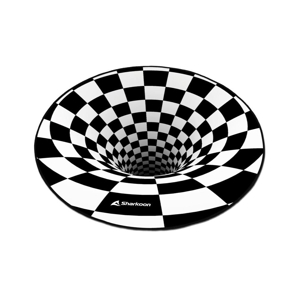 Sharkoon SKILLER SFM12 3D Vortex Black White 120cm Round 5mm Stitched Anti-Slip Gaming Chair Floor Mat Sharkoon