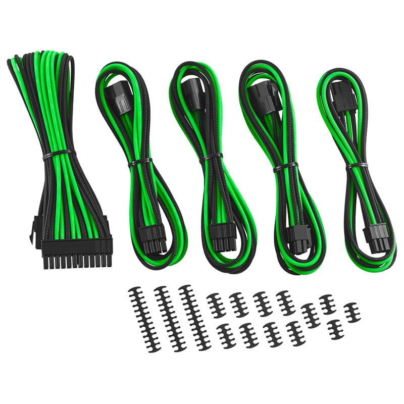 CableMod Classic ModMesh Cable Extension Kit - 8+6 Series - Svart/ljusgrön