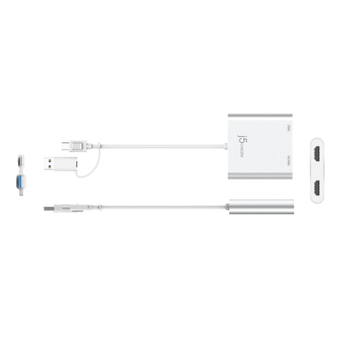 j5create JCA365 – USB-C til 2×HDMI-skærmadapter – adapterens stik og porte