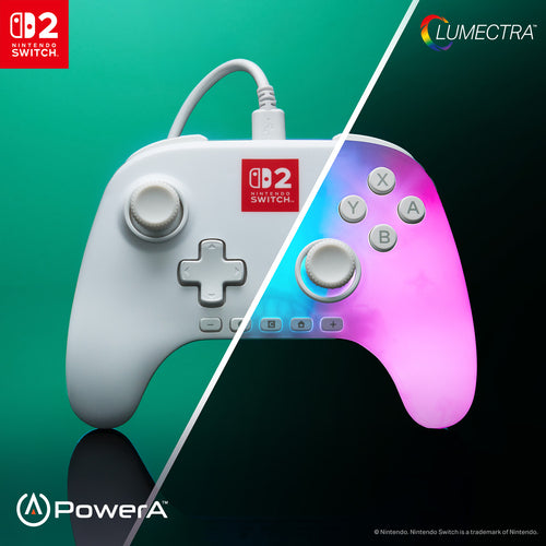 PowerA Advantage Wired Controller for Nintendo Switch 2 with Lumectra - White PowerA