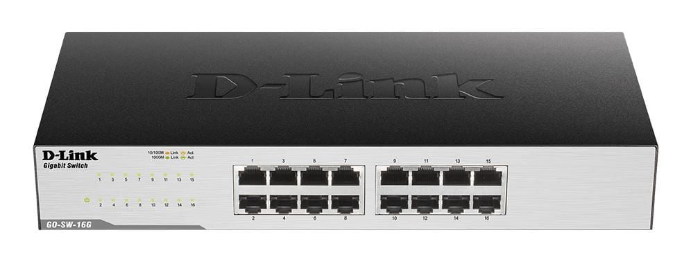 D-Link DGS-1016D – 16-port Gigabit desktop-switch – produktbillede 0