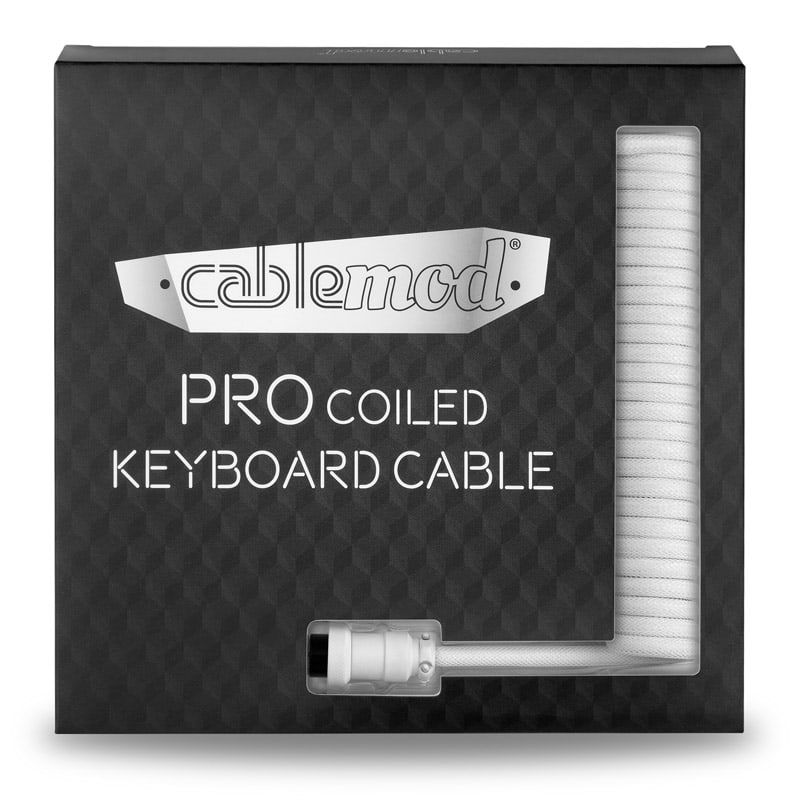 CableMod Pro Coiled Keyboard Kabel USB A Till USB Typ C, Glacier White - 150cm