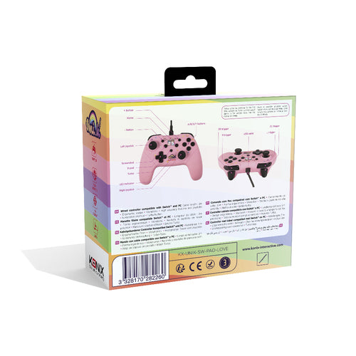Konix Unik Be Love – kablet controller til Switch og PC – lyserød – produktbillede 11