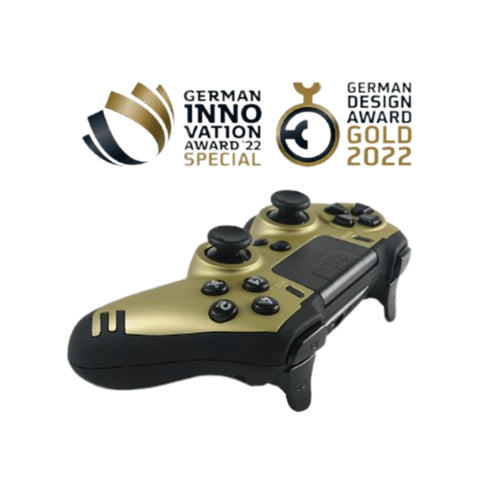 Steelplay MetalTech – trådløs controller i guld til PS4 og PC – produkt og producentens prisillustration