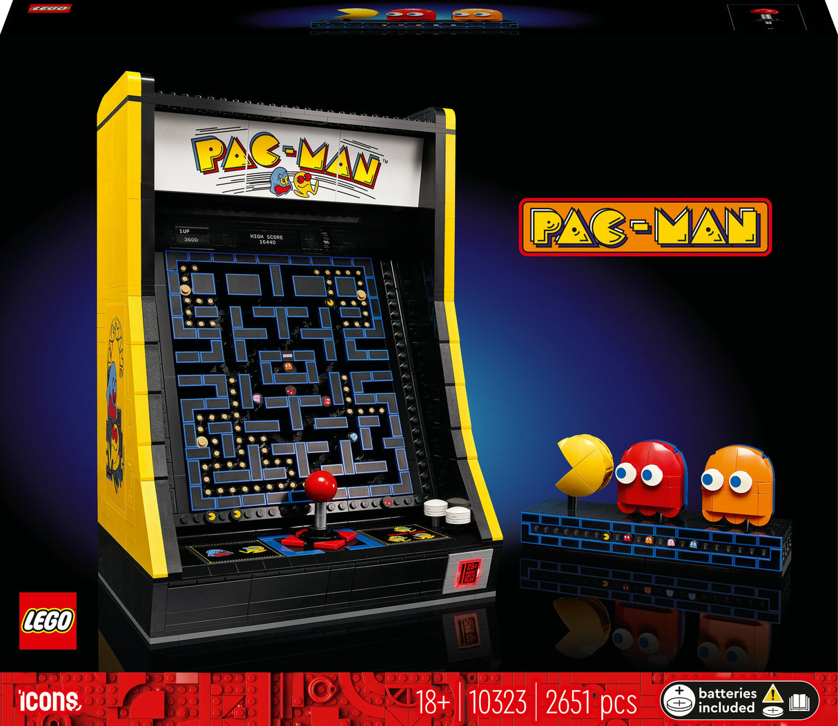 LEGO 10323 Ikoner PAC-MAN Spelmaskin, Byggleksaksväska