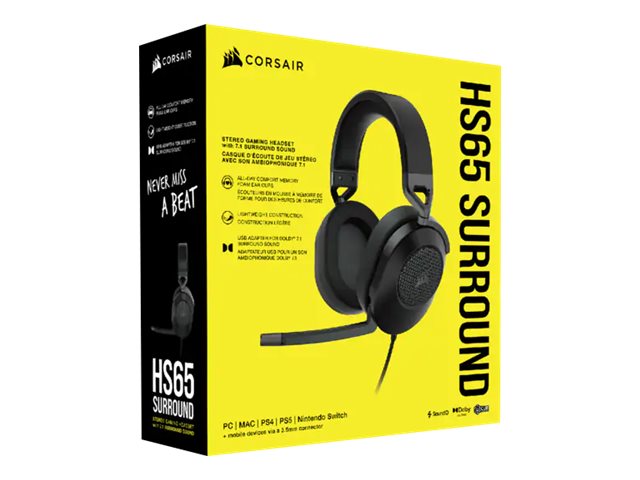 CORSAIR Gaming HS65 SURROUND Kabel Headset Svart