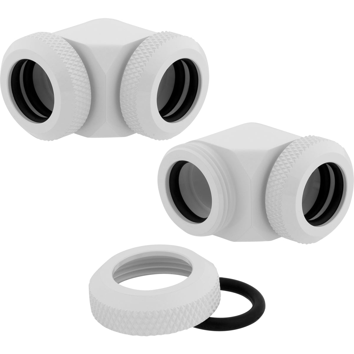 CORSAIR Hydro X Series XF Hardline 90° 12mm ytterdiameter vinklad koppling för vätskekylningssystem 2-pack vit