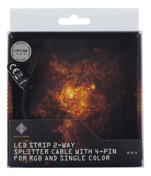 2-vägs LED Strip Splitterkabel, Passiv, 4-polig, 0,15 M, Svart