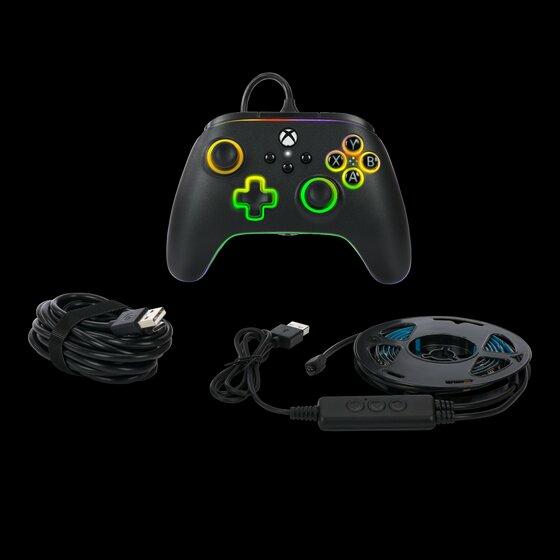 PowerA Advantage kabelansluten handkontroll - Xbox Series X/S - med Lumectra + RGB LED-remsa - svart