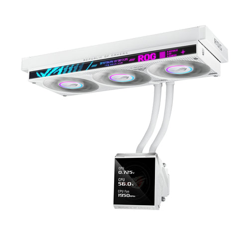 ASUS ROG STRIX SLC IV 360 ARGB LCD WHT – set skråt forfra (vinkel 3)