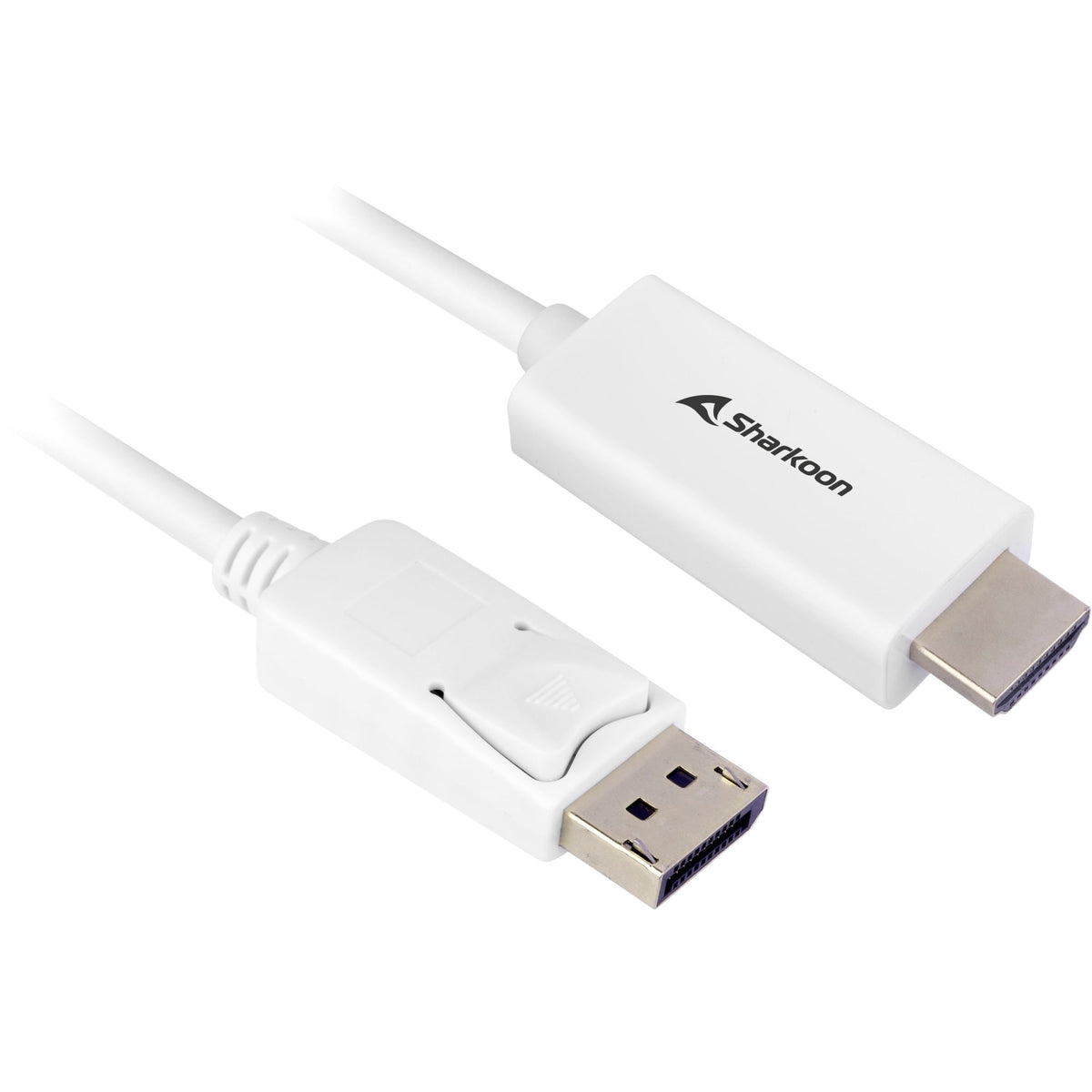 Sharkoon DisplayPort 1.2 til HDMI 2.0 adapterkabel – hvid, 1 m, 4K 60 Hz – billede 1