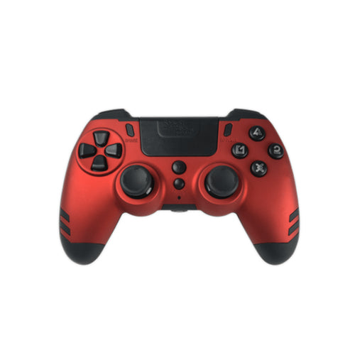 Steelplay MetalTech – rød trådløs controller til PS4 og PC – set skråt fra siden