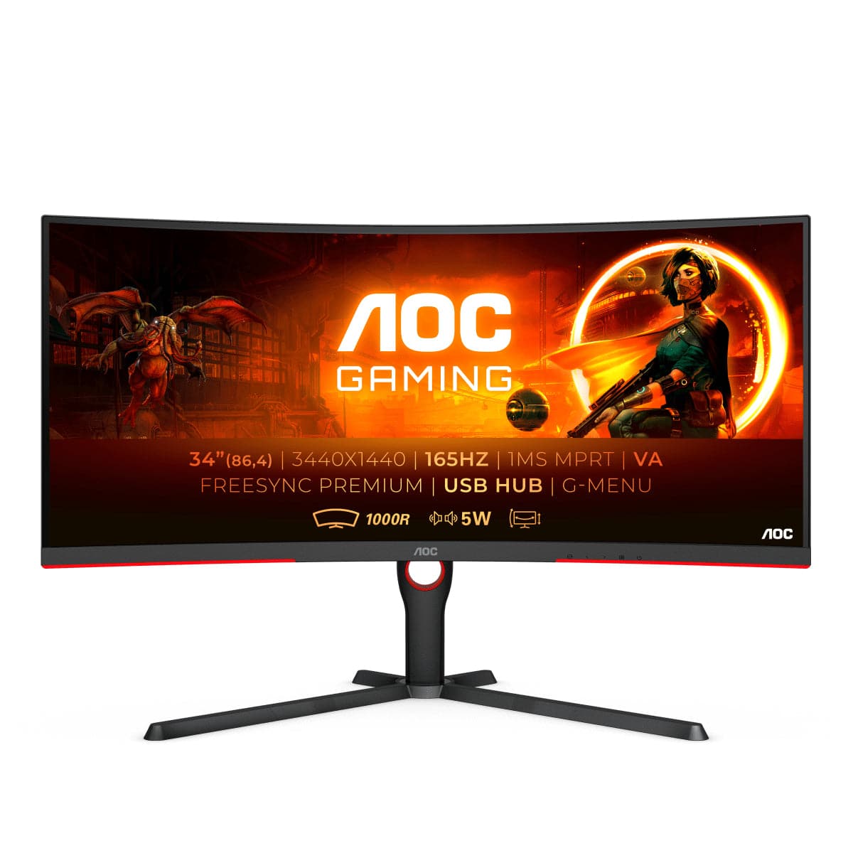 AOC Gaming CU34G3S/BK 34 3440 X 1440 HDMI DisplayPort 165Hz