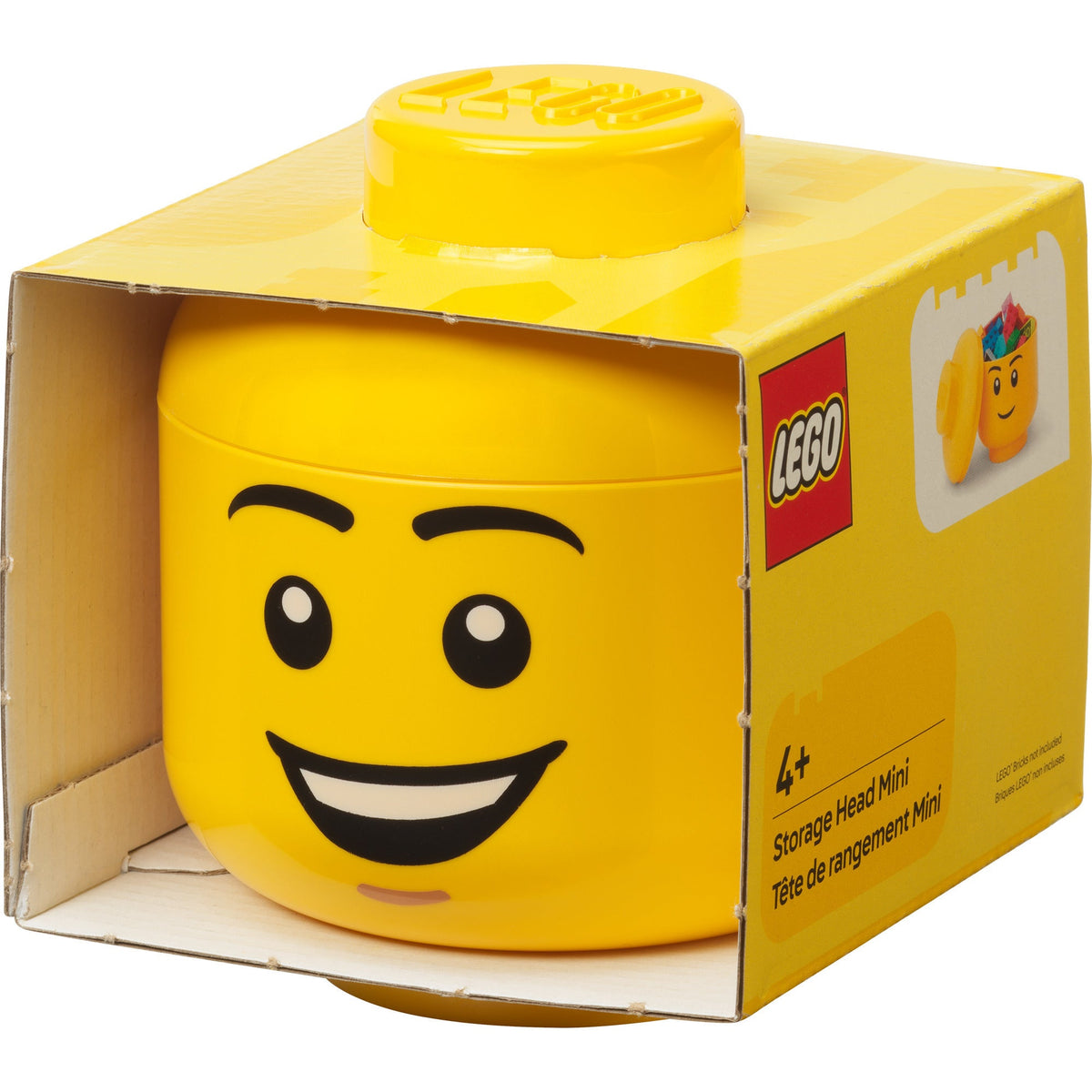 Room Copenhagen LEGO Storage Head "Happy Boy", mini (yellow) Room Copenhagen