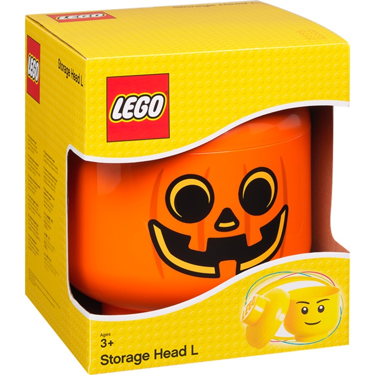 Room Copenhagen LEGO Storage Head "Pumpkin", large, storage box (orange / black)