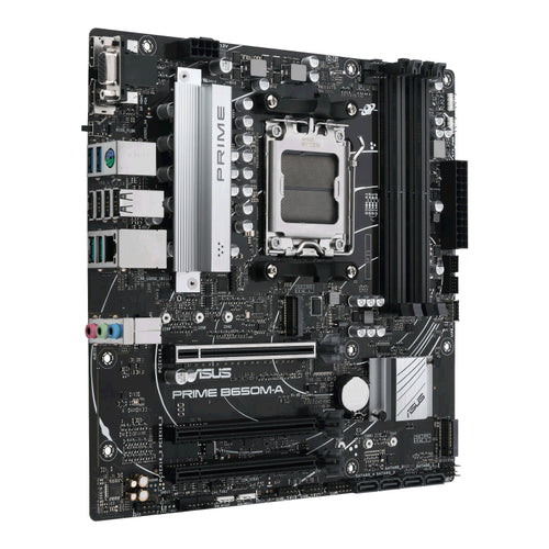 ASUS PRIME B650M-A – micro ATX AM5 bundkort – skråt ovenfra