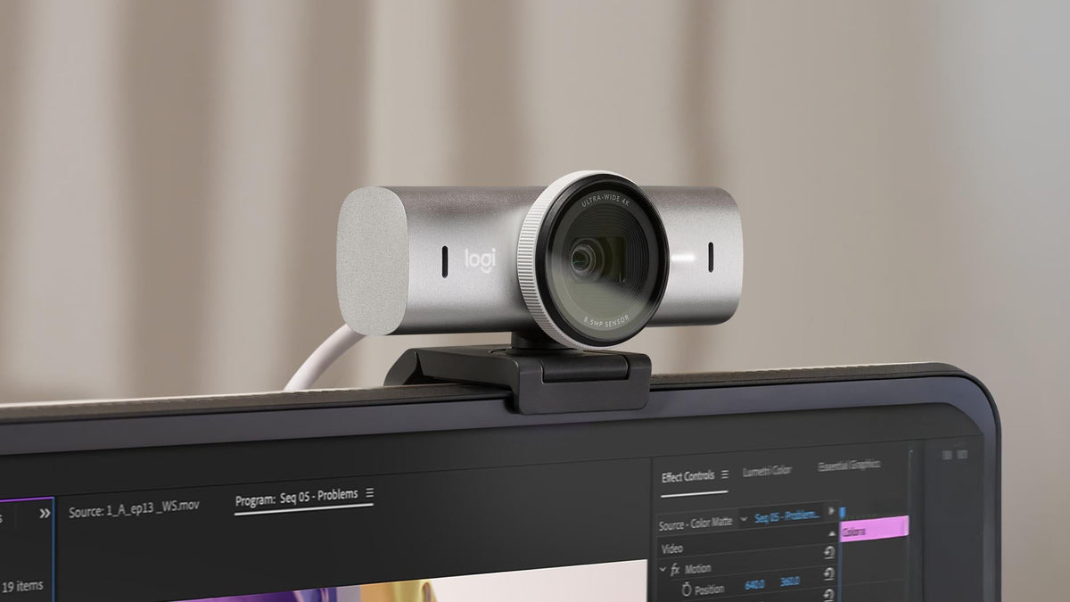 Logitech - MX Brio Ultra HD 4K Collaboration and Streaming Webcam - Pale Grey Logitech