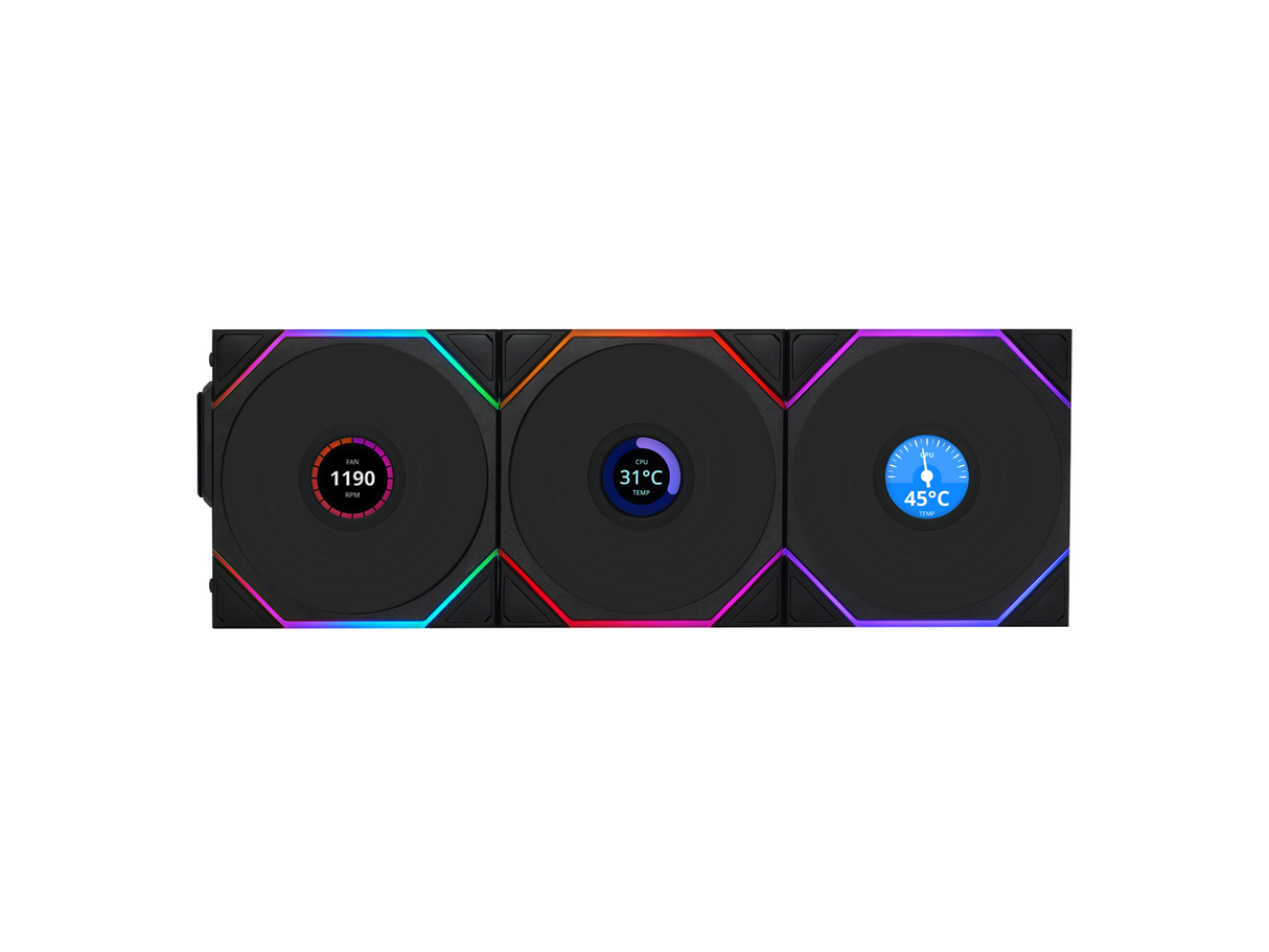 Lian Li UNI FAN TL Trådlös LCD, 3-pack, Svart - 120