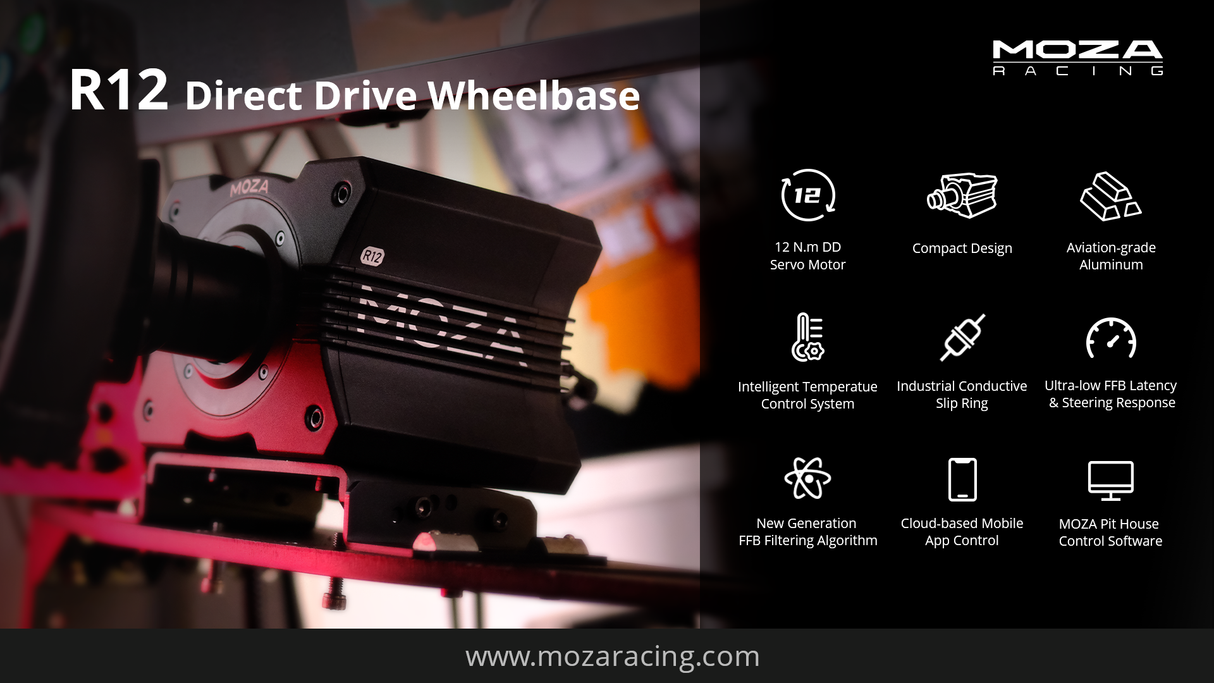 MOZA R12 Direct Drive Hjulbas - 12 Nm
