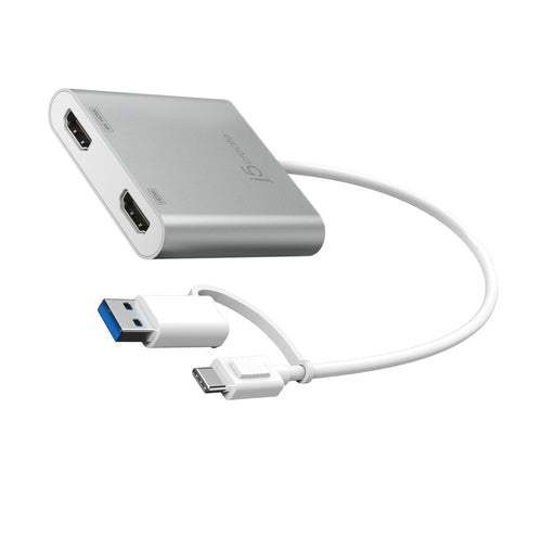 j5create JCA365 – USB-C til 2×HDMI-skærmadapter – adapter fra modsatte side
