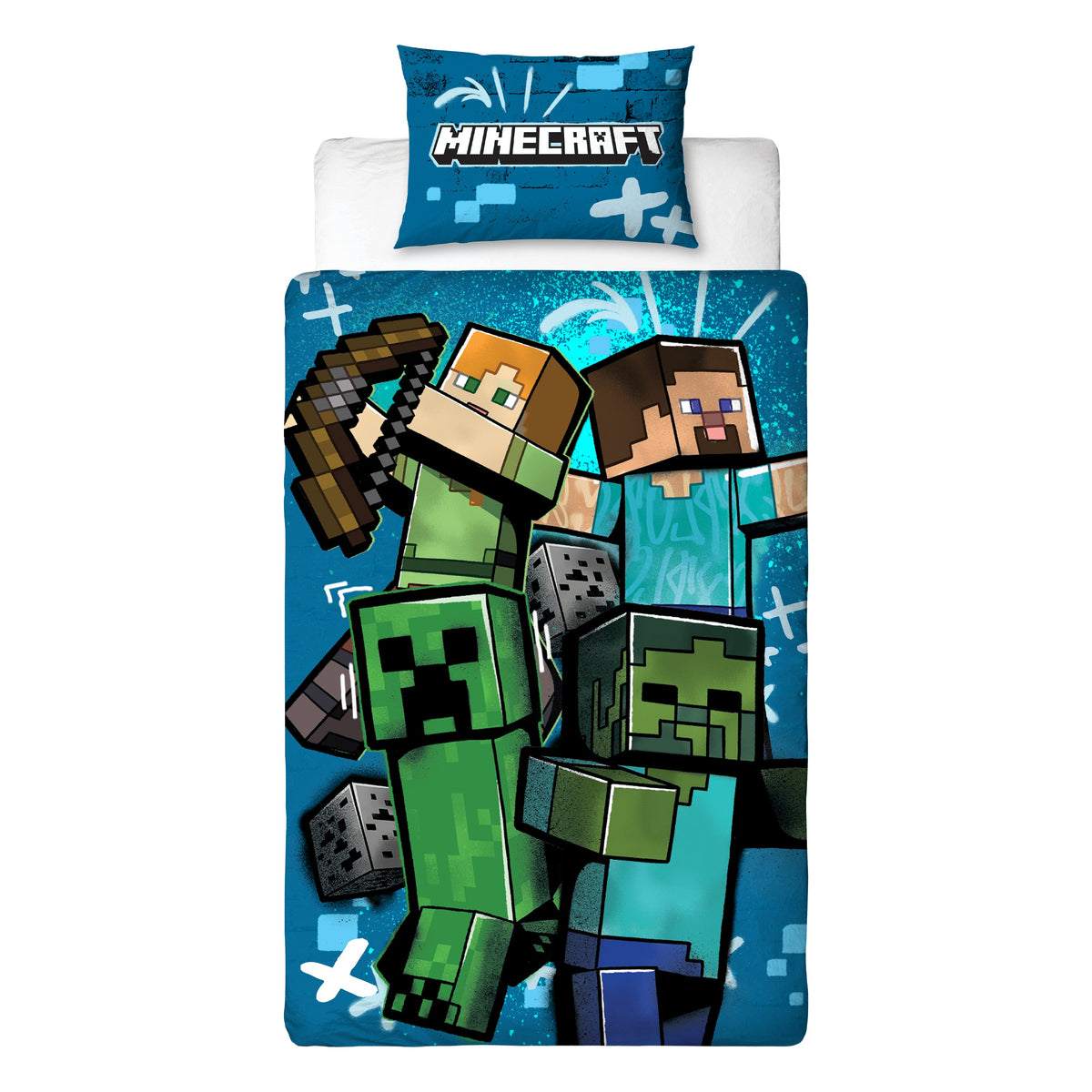 Minecraft sengetøj – 140 × 200 cm – produktbillede