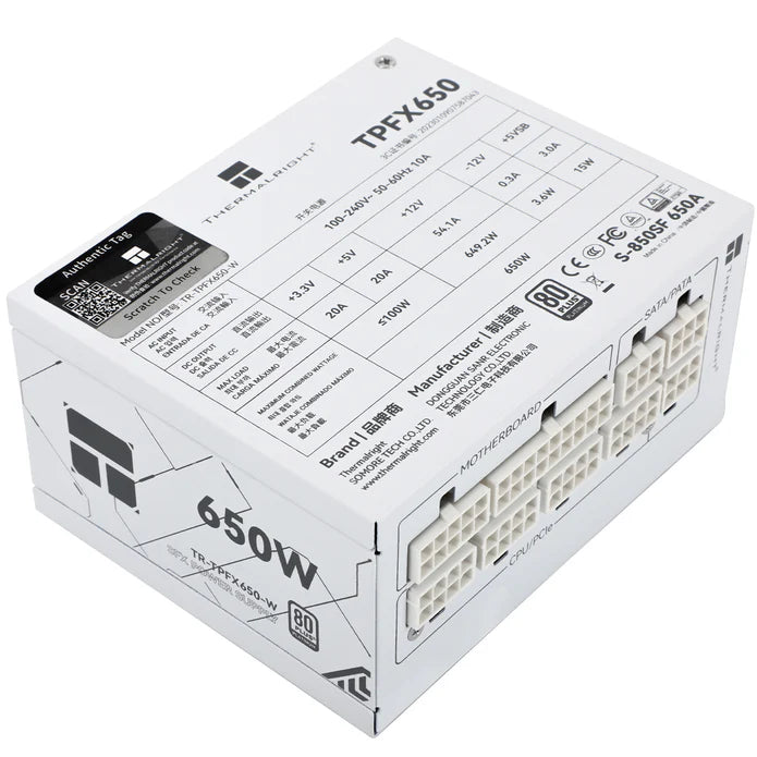 Thermalright TR-TPFX 650W, 80+ Platinum modular PSU, SFX, Hvid Thermalright