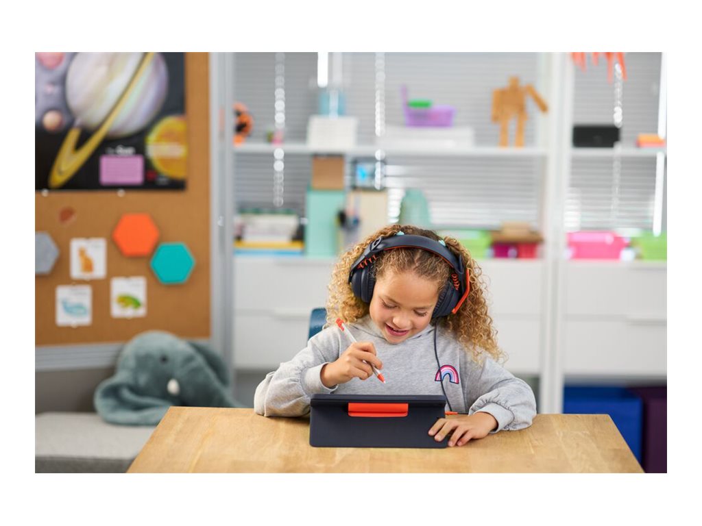 Logitech Zone Learn Wired Over-Ear-headset För Elever, USB-C-kabelhörlurar Svart Orange