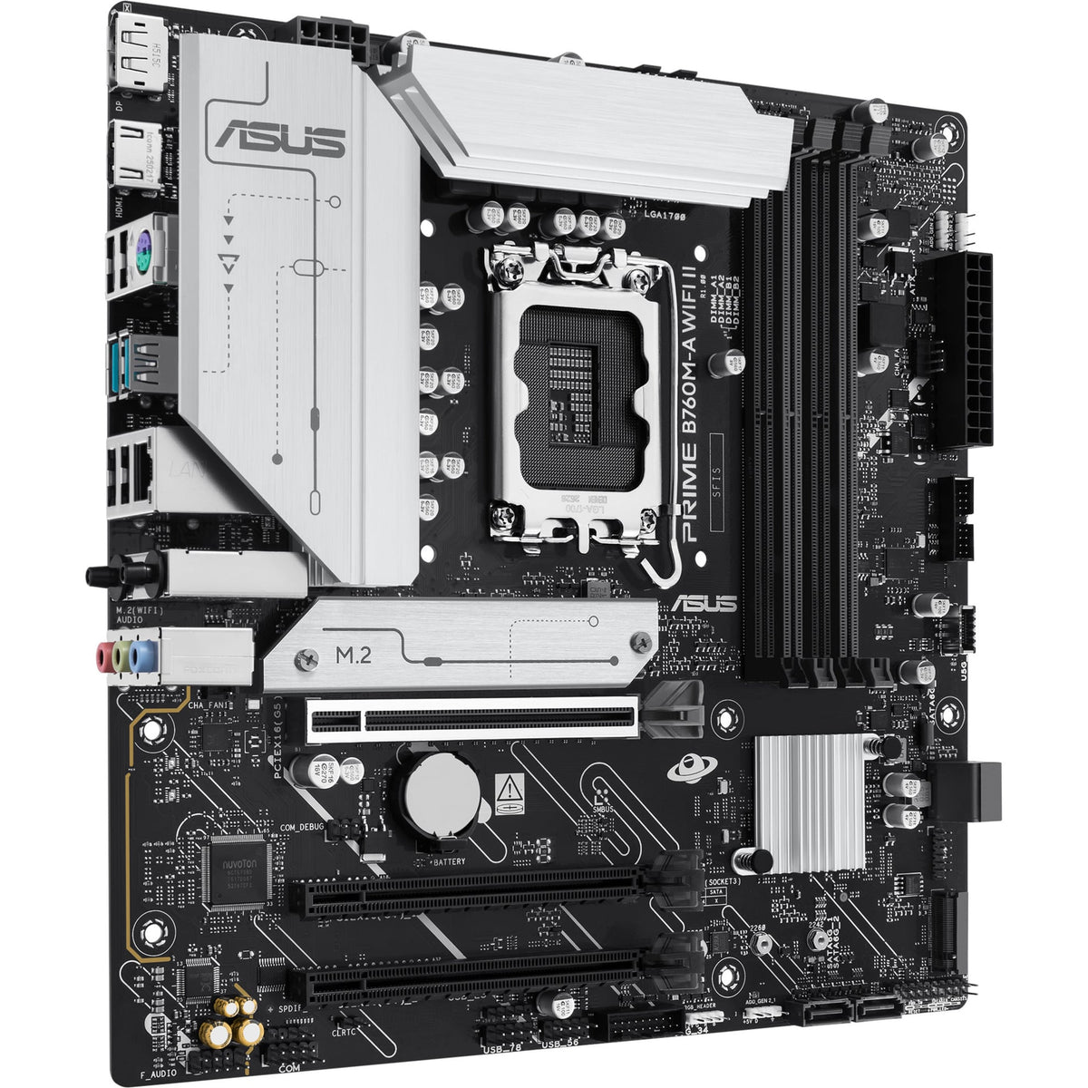 ASUS PRIME B760M-A WIFI II bundkort set skråt forfra