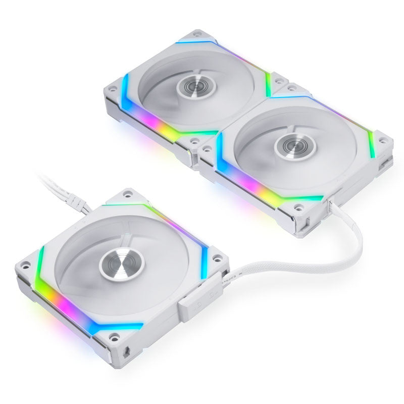 Lian Li UNI FAN SL V2 120 RGB PWM Fläkt 3-pack, vit - 120 mm, 28 mm ram