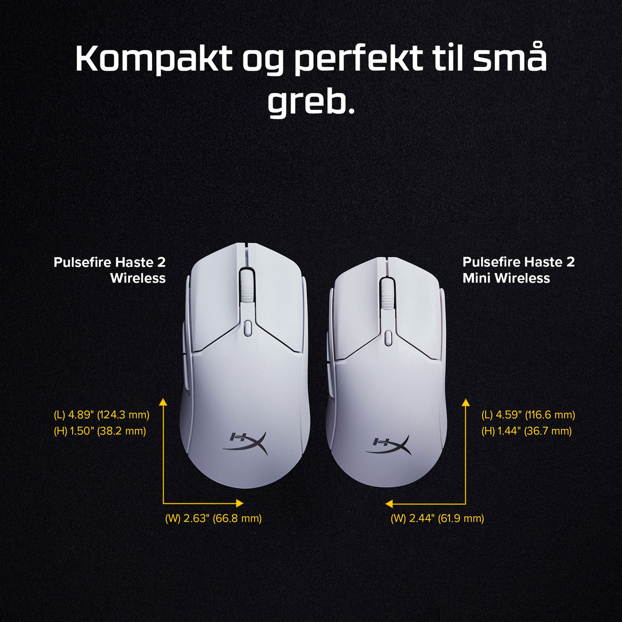HyperX Pulsefire Haste 2 Mini Optisk Trådlös Kabel Vit