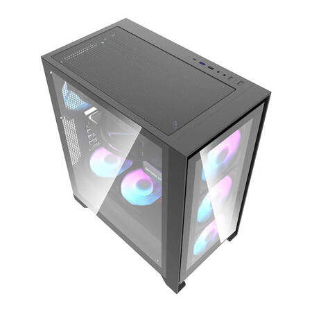 Datorfodral Darkflash DRX70 GLASS + 4 RGB-fläktar (svart)