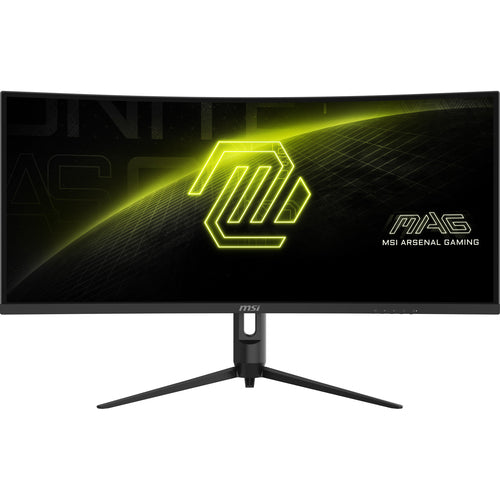 MSI MAG 342CQR E2 – 34″ gamingskærm, 3440 × 1440, 180 Hz – forside fra en anden vinkel