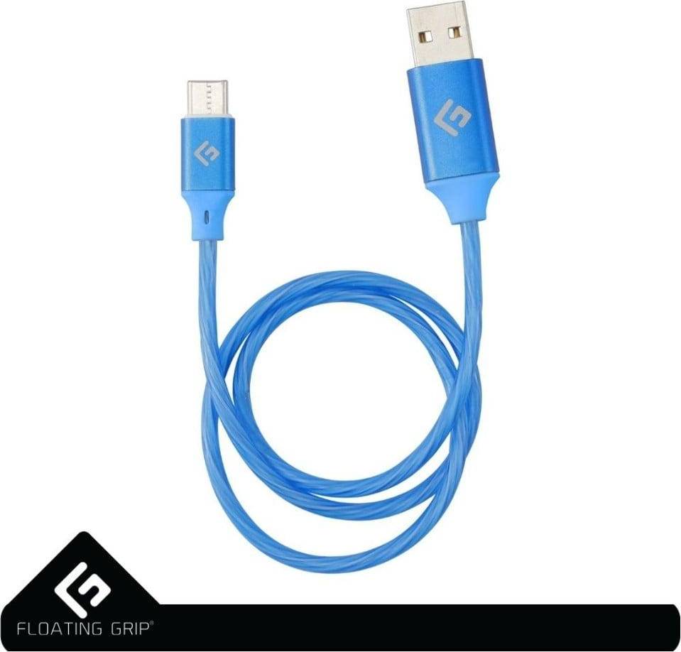 Flytande Grepp 0,5 M LED USB-C-kabel (blå)