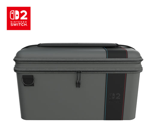 Turtle Beach PlayTrek 2-in-1 – Switch 2-rejsetaske – Sort – taske forfra med Switch 2-mærkning