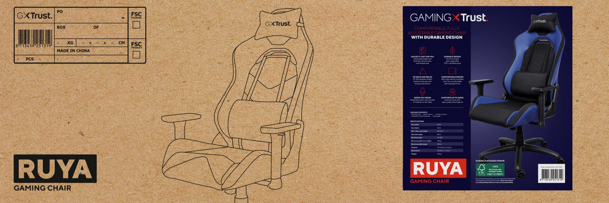 TRUST GXT714B RUYA GAMING CHAIR - BLÅ