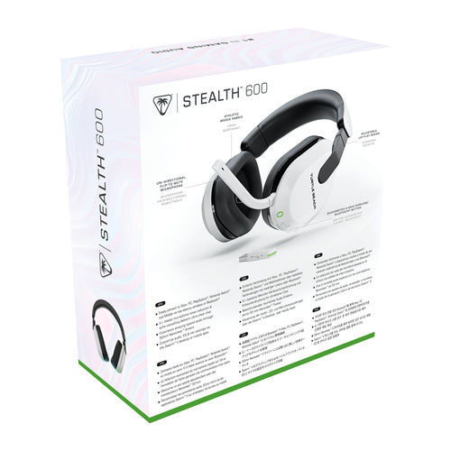 Turtle Beach Stealth 600 Gen 3 – Xbox-headset, hvid – Emballagens bagside