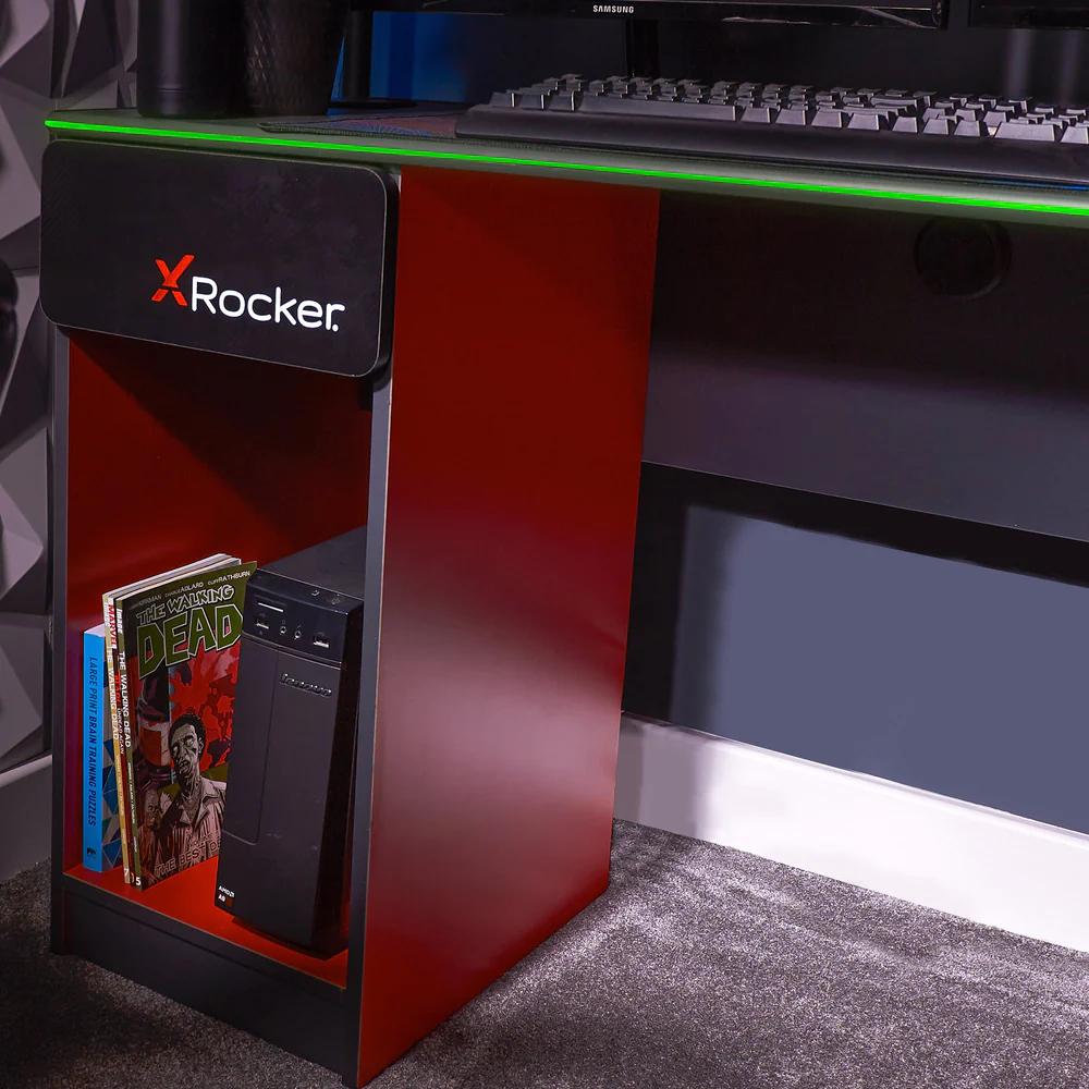 XROCKER CARBON-TEK DESK MED TRÅDLÖS LADDNING OCH NEO FIBER LED