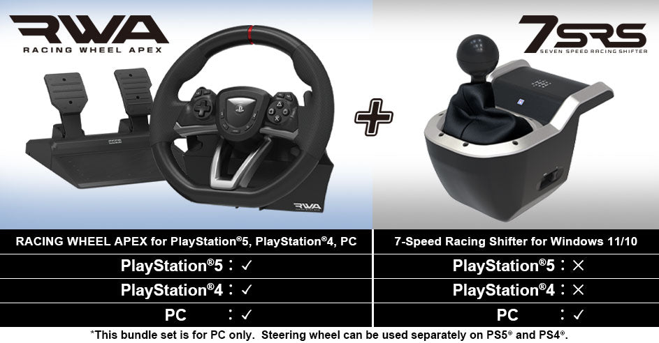 HORI - Racing Wheel Apex + 7-Speed Racing Shifter Bundle För PC (Windows 11/10)