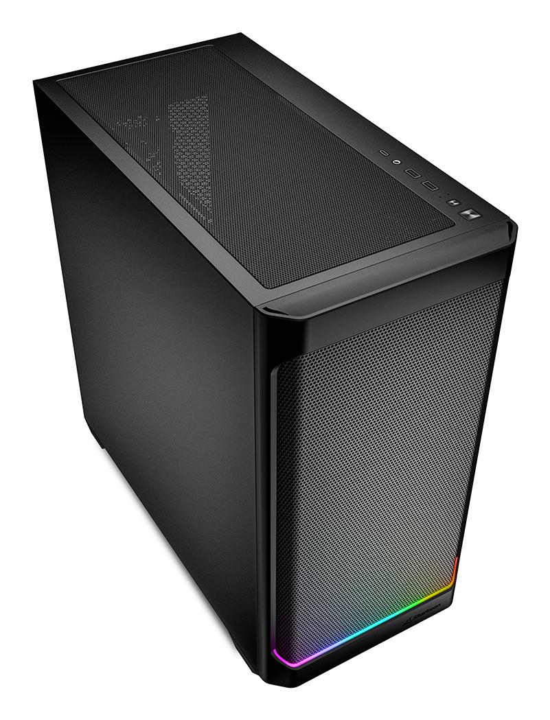 Sharkoon MK4 RGB Strip Black Mesh Front ARGB Strip 2x 120mm Fans USB-C BTF Micro-ATX Gaming PC Case Sharkoon